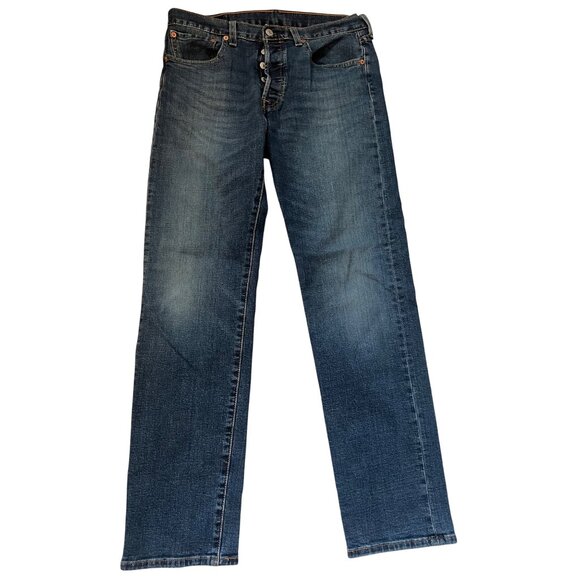 Levi's 501 Straight Leg Blue Jeans Men's Size W31 L32 Dark Wash Denim - Picture 2 of 5